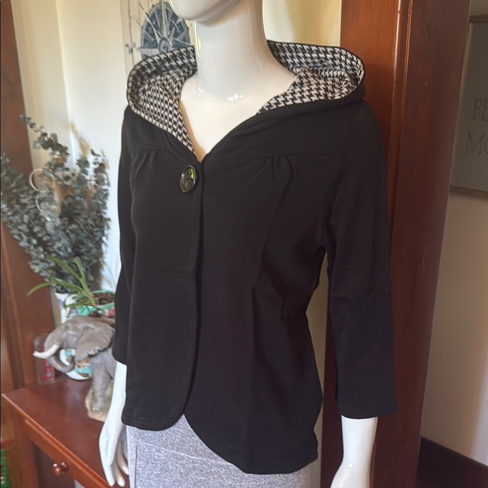 NWT northern reflections size small cotton Black Jacket with Houndstooth Lining